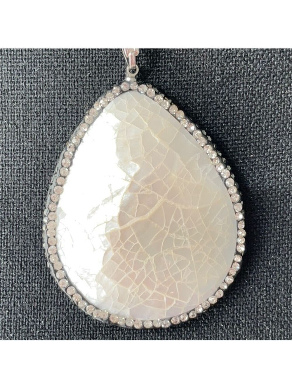 Vintage Pearl Shell Pendant Rhinestones - Picture 2 of 3